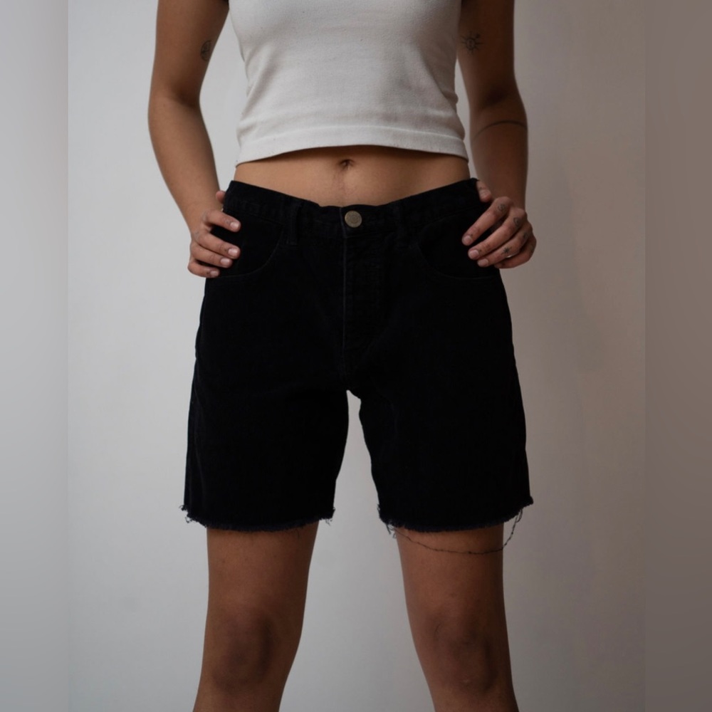 Black corduroy shorts